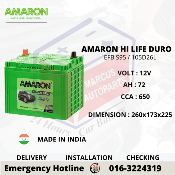 AMARON HI LIFE DURO EFB S95 105D26L CAR BATTERY