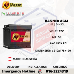 BANNER RUNNING BULL AGM LN1 | DIN50L | 55001 CAR BATTERY