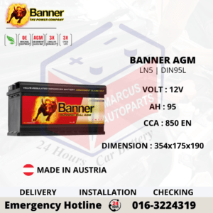 BANNER RUNNING BULL AGM LN5 | DIN95L | 59501 CAR BATTERY