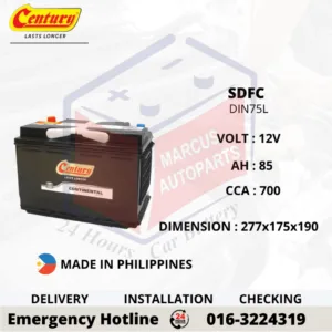 CENTURY CONTINENTAL SDFC LN3 DIN75L 85Ah 700CCA Maintenance Free Car Battery