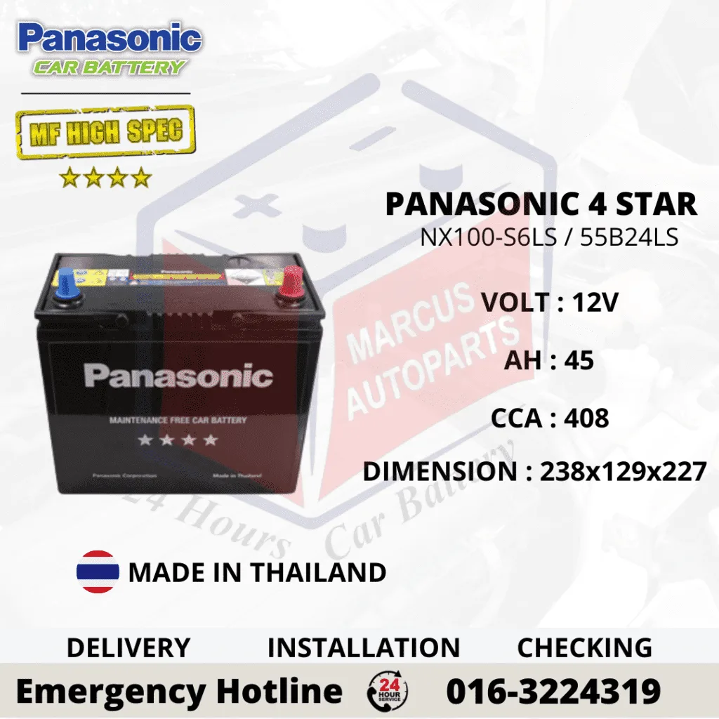 PANASONIC MF HIGH SPEC NX100-S6LS NS60LS 55B24LS Maintenance Free Car Battery