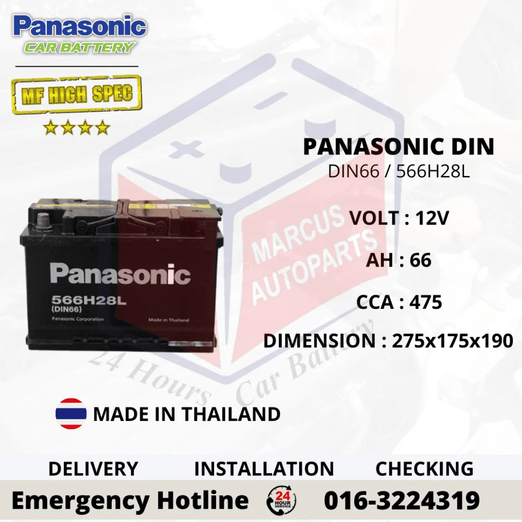 PANASONIC MF HIGH SPEC LN3 DIN66L 566H28L Maintenance Free Car Battery