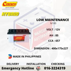 CENTURY HYBRID N100 85Ah 657CCA Low Maintenance Commercial Vehicle Battery