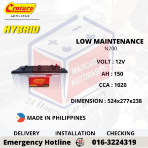 CENTURY HYBRID N200 LOW MAINTENANCE AUTOMOTIVE BATTERY