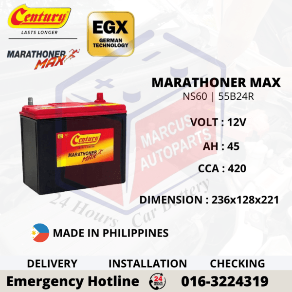 CENTURY MARATHONER MAX NS60 | 55B24R CAR BATTERY