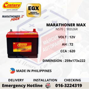 CENTURY MARATHONER MAX NS70 | 90D26R CAR BATTERY