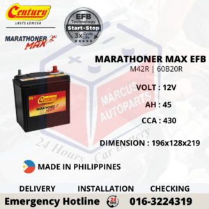 CENTURY MARATHONER MAX EFB M42R | 60B20R CAR BATTERY