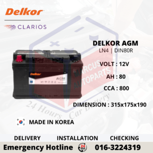 DELKOR AGM LN4 | DIN80R CAR BATTERY