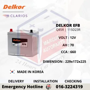 DELKOR EFB Q85R | 115D23R 70AH 660CCA START-STOP CAR BATTERY
