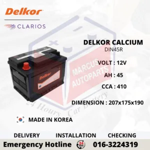 DELKOR SMF LN1 DIN45R 45AH 410CCA Sealed Maintenance Free Car Battery