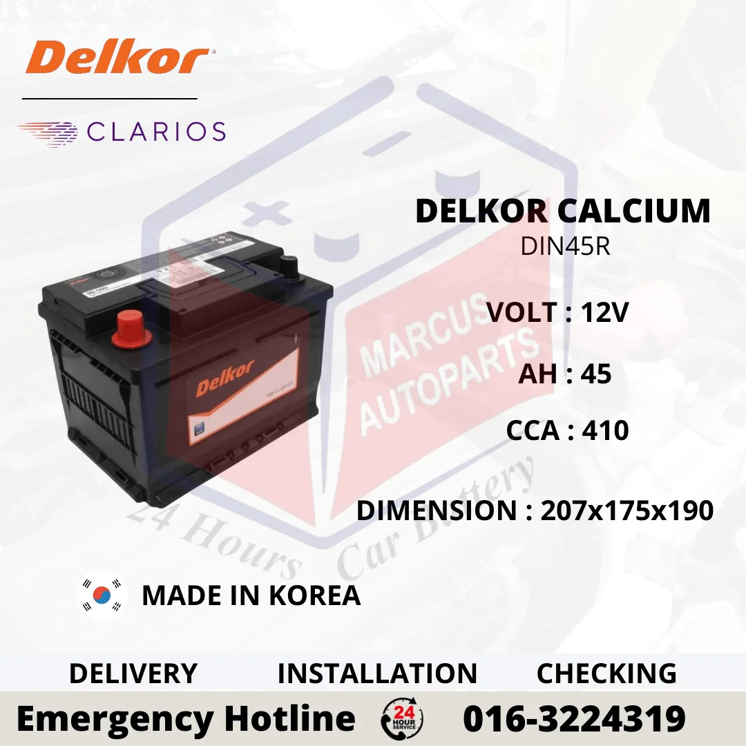 DELKOR SMF LN1 DIN45R 45AH 410CCA Sealed Maintenance Free Car Battery