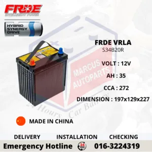 FRDE VRLA AGM S34B20R 35AH 272CCA HYBRID AUXILIARY BATTERY