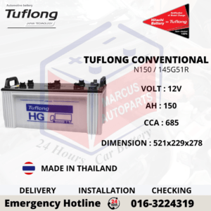 TUFLONG CONVENTIONAL N150 | 145G51R AUTOMOTIVE BATTERY