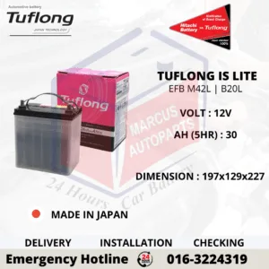 TUFLONG IS LITE EFB M42L | B20L 30AH 310CCA START-STOP CAR BATTERY
