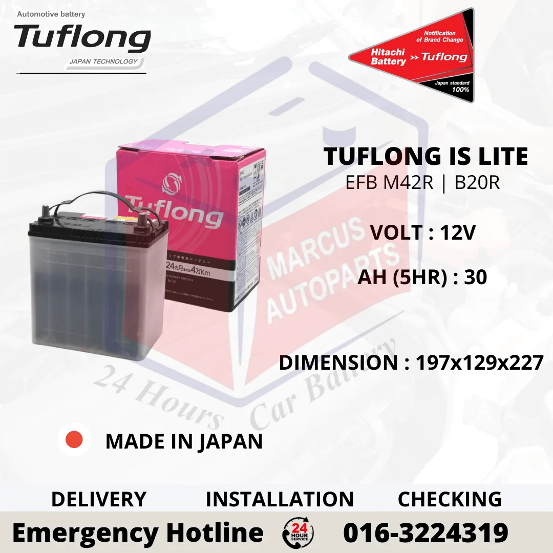 TUFLONG IS LITE EFB M42R | B20R 30AH 310CCA START-STOP CAR BATTERY