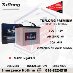 TUFLONG PREMIUM PLUS EFB S115L | 125D26L CAR BATTERY