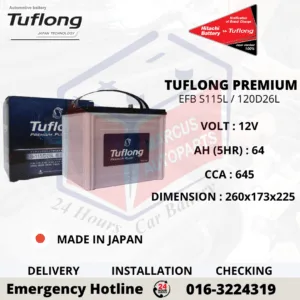 TUFLONG PREMIUM PLUS EFB S115L | 120D26L 64AH 645CCA START-STOP CAR BATTERY