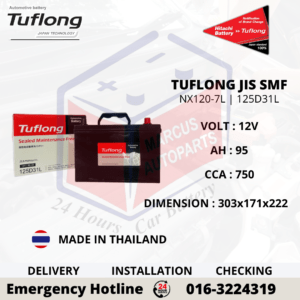 TUFLONG SMF NX120-7L | N70ZL | 125D31L CAR BATTERY