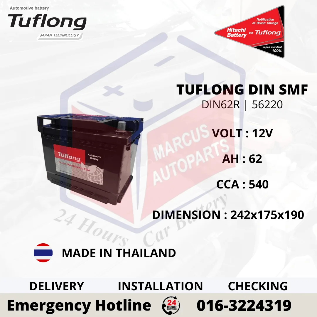 TUFLONG SMF LN2 | 56220 | DIN62R 62AH 540CCA CAR BATTERY