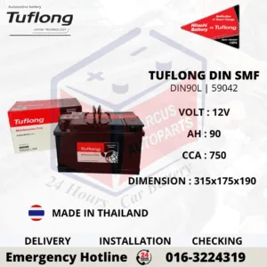TUFLONG SMF LN4 | 59042 | DIN90L 90AH 750CCA CAR BATTERY
