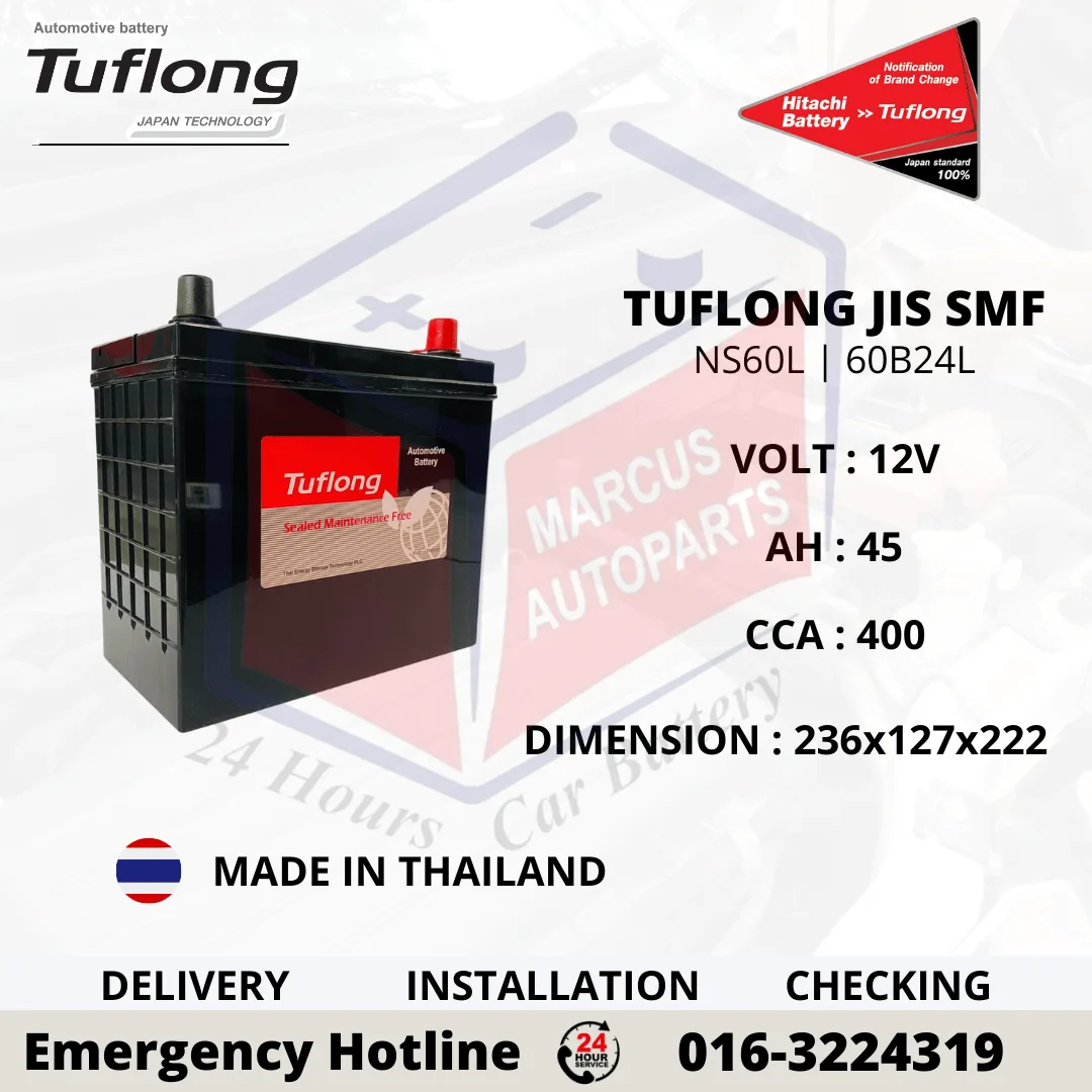 TUFLONG SMF NS60L | 60B24L 45AH 400CCA CAR BATTERY
