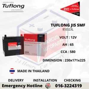 TUFLONG SMF 85D23L 65AH 580CCA CAR BATTERY
