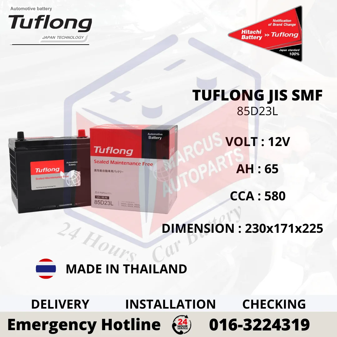 TUFLONG SMF 85D23L 65AH 580CCA CAR BATTERY