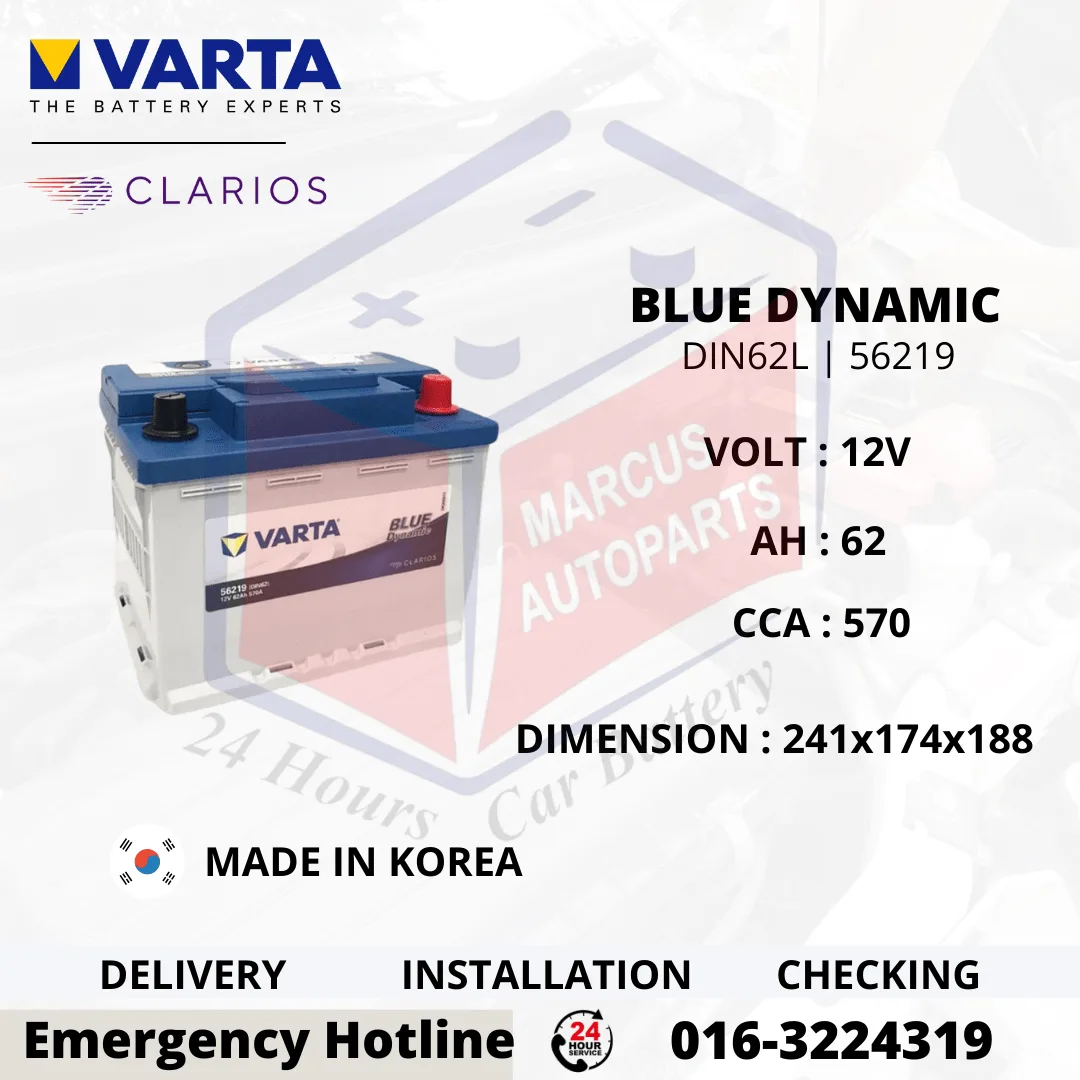 VARTA BLUE DYNAMIC LN2 | DIN62L | 56219 62AH 570CCA CAR BATTERY