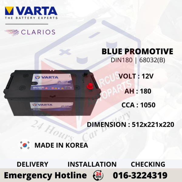 VARTA PROMOTIVE BLUE SLI DIN B | DIN180 | 68032 AUTOMOTIVE BATTERY