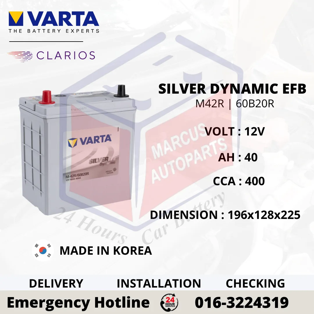 VARTA SILVER DYNAMIC EFB M42R | 60B20R 40AH 400CCA START-STOP CAR BATTERY