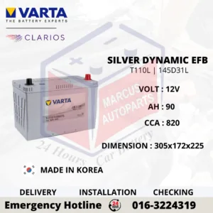 VARTA SILVER DYNAMIC EFB T110L | 145D31L 90AH 820CCA START-STOP CAR BATTERY