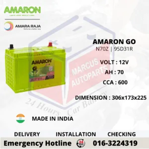 Amaron GO NX120-7 N70Z 95D31R 70Ah 600CCA Maintenance Free Car Battery