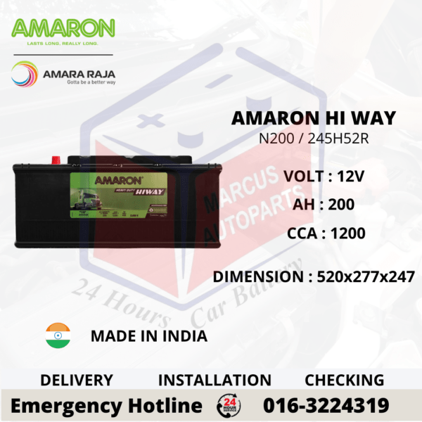 AMARON HI WAY N200 | 245H52R AUTOMOTIVE INDUSTRY BATTERY