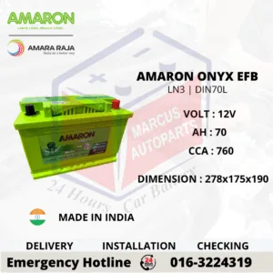 Amaron ONYX EFB LN3 DIN70L 70Ah 760CCA Start Stop Car Battery