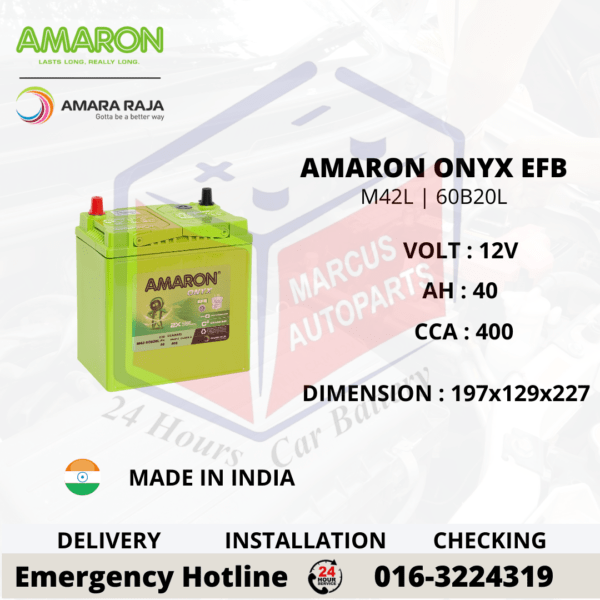 AMARON ONYX EFB M42L | 60B20L CAR BATTERY