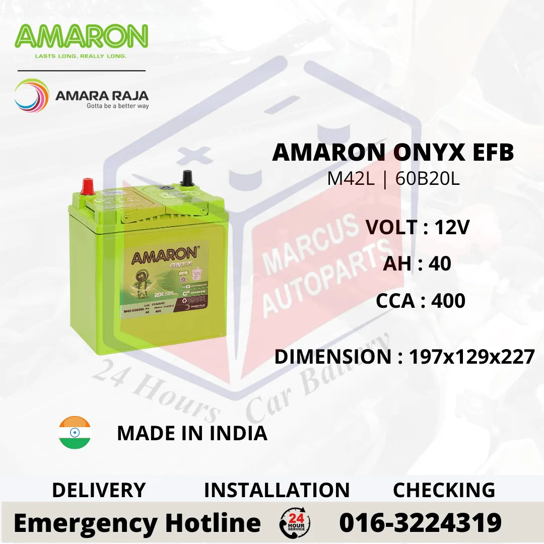 Amaron ONYX EFB M42L 60B20L 40Ah 400CCA Start Stop Car Battery