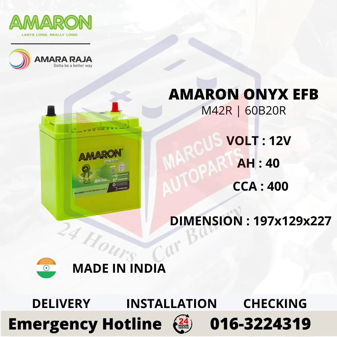Amaron ONYX EFB M42R 60B20R 40Ah 400CCA Start Stop Car Battery