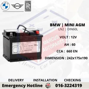 BMW AGM LN2 | DIN60L | 61217604802 60AH 660EN START-STOP CAR BATTERY