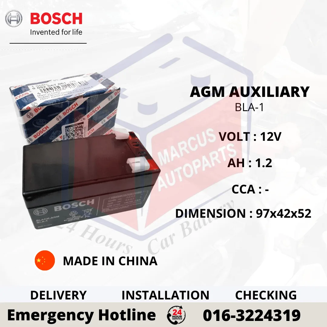 BOSCH BLACK AGM BLA-1 1212 0092S67061 1.2AH AUXILIARY BATTERY