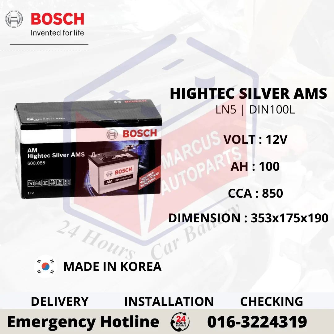 BOSCH AM HIGHTEC SILVER AMS LN5 DIN100L 0092S57185 100AH 850CCA CAR BATTERY
