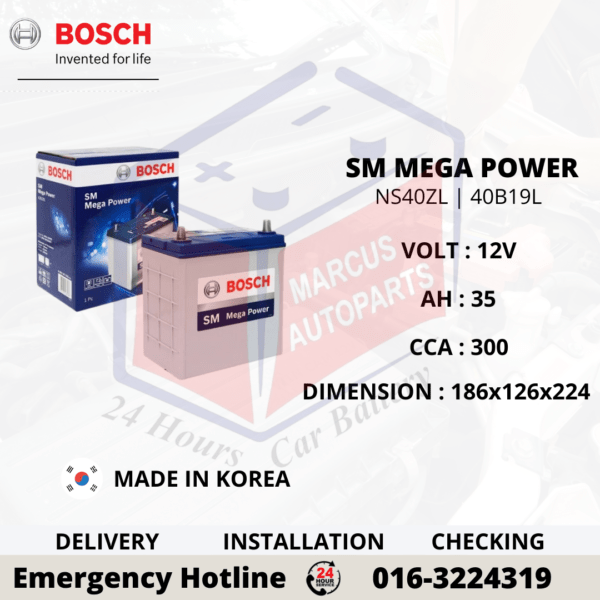 BOSCH SM MEGA POWER NS40ZL | 40B19L CAR BATTERY