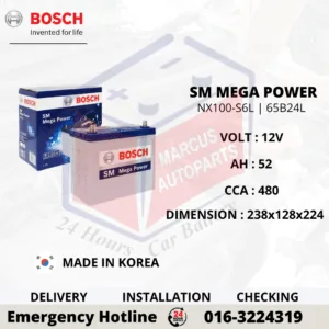 BOSCH SM MEGA POWER NX100-S6L NS60L 65B24L 0092S47024 52AH 480CCA CAR BATTERY