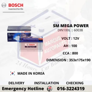 BOSCH SM MEGA POWER LN5 DIN100L 60038 0092S47043 100AH 800CCA CAR BATTERY