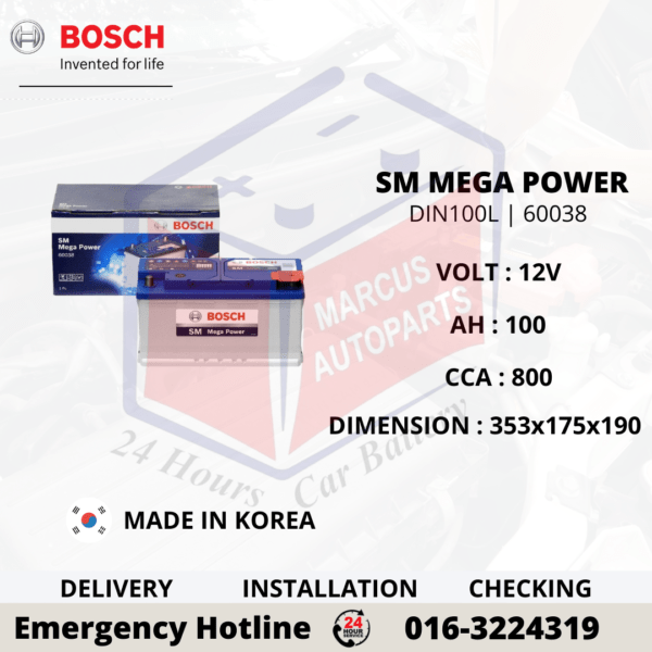 BOSCH SM MEGA POWER LN5 | DIN100L | 60038 CAR BATTERY