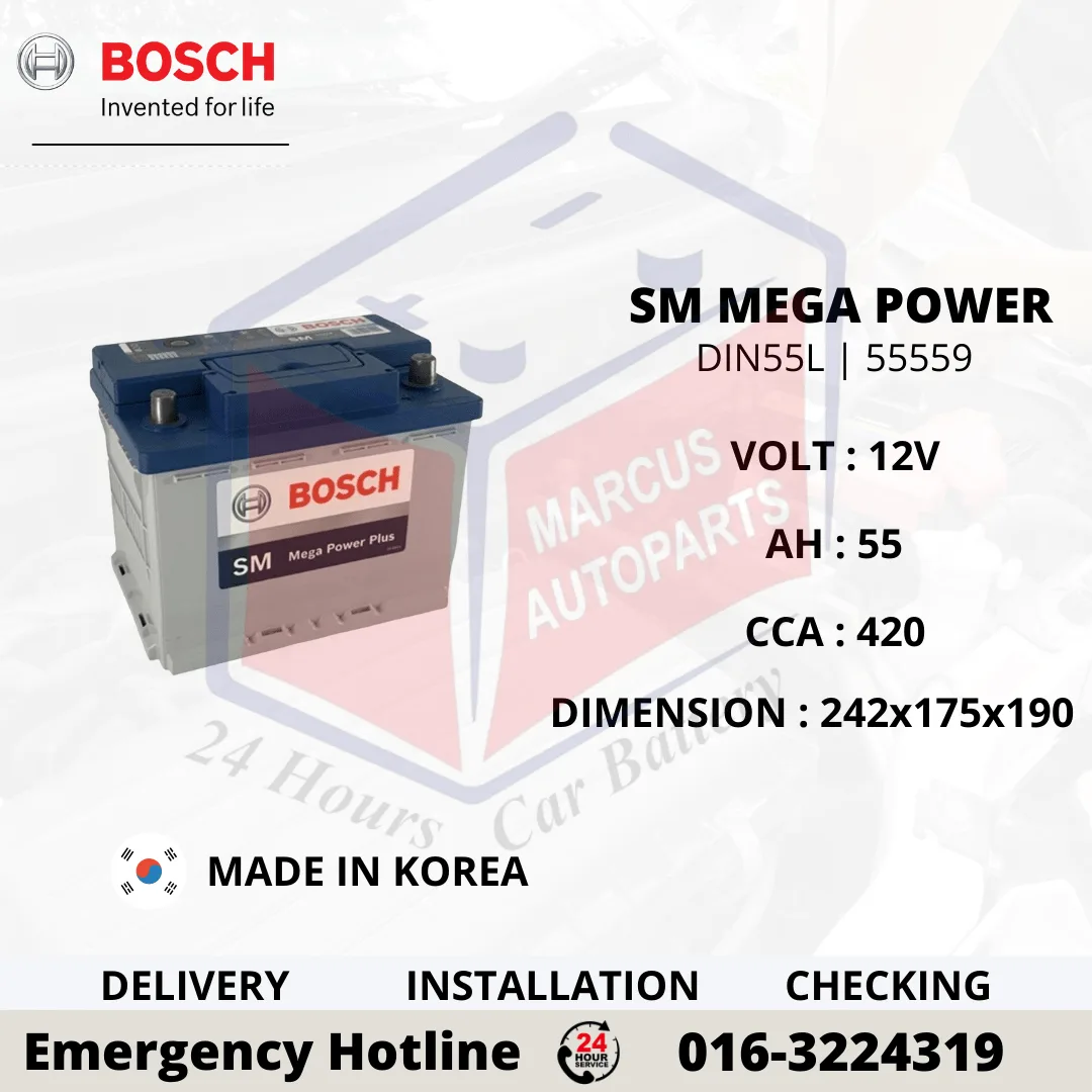 BOSCH SM MEGA POWER LN2 DIN55L 55559 0092S47510 55AH 420CCA CAR BATTERY