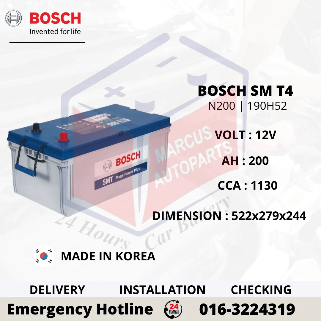 BOSCH SM T4 MEGA POWER N200 190H52 0986A00390 200AH 1130CCA SMF COMMERCIAL VEHICLE BATTERY
