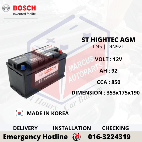 BOSCH ST HIGHTEC AGM LN5 | DIN92L CAR BATTERY