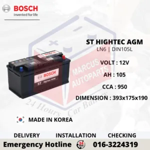 BOSCH ST HIGHTEC AGM LN6 DIN105L 0092S67120 105AH 950CCA START STOP CAR BATTERY
