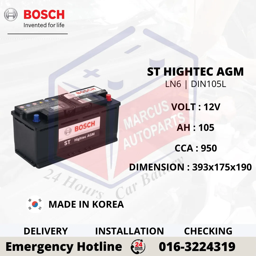 BOSCH ST HIGHTEC AGM LN6 DIN105L 0092S67120 105AH 950CCA START STOP CAR BATTERY