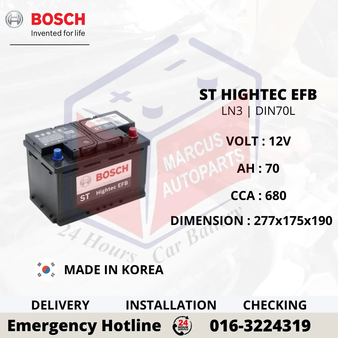 BOSCH ST HIGHTEC EFB LN3 DIN70L 0092S67113 70AH 680CCA START STOP CAR BATTERY